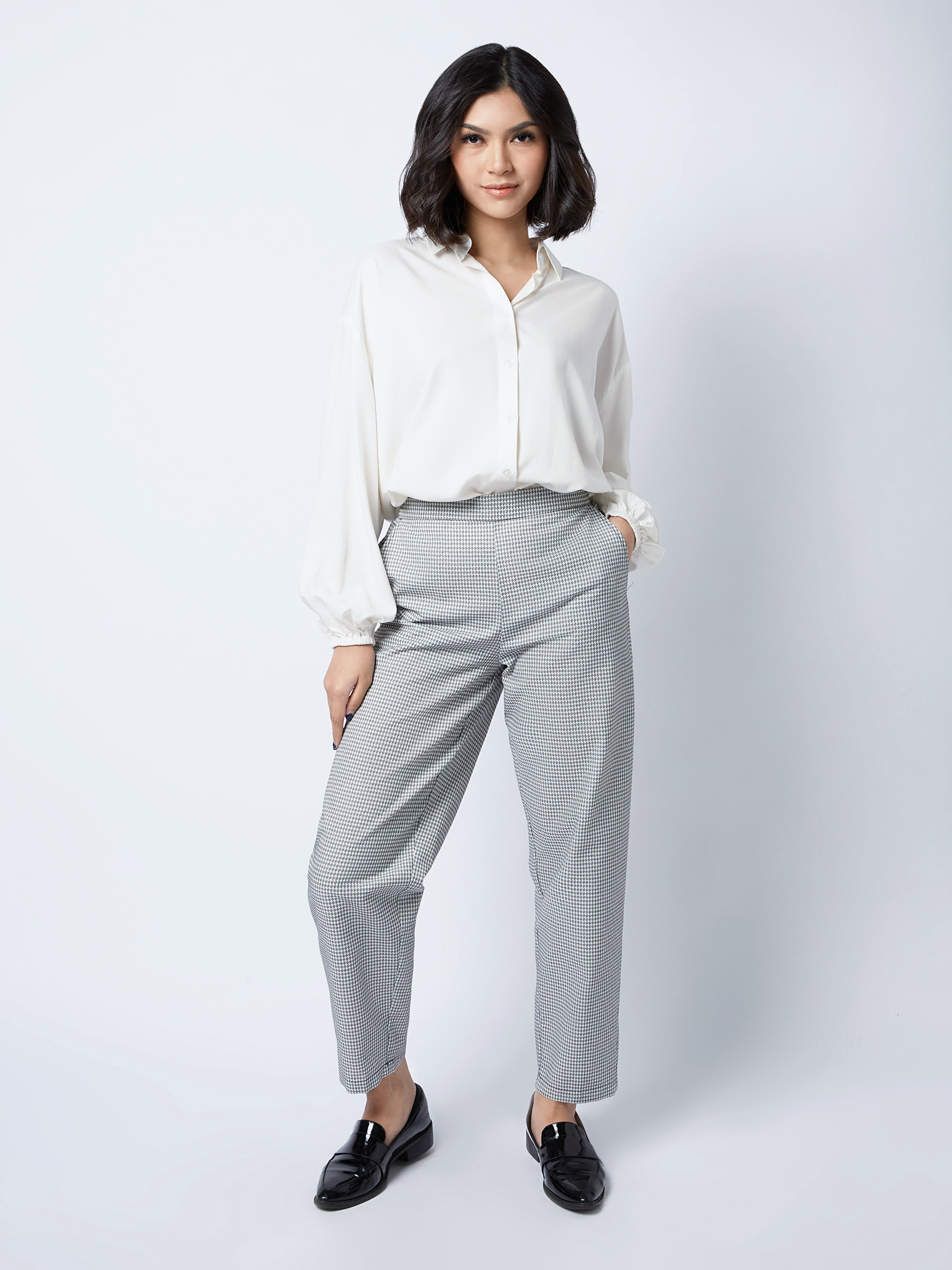 Brooklyn Pants Herringbone - Ivory White